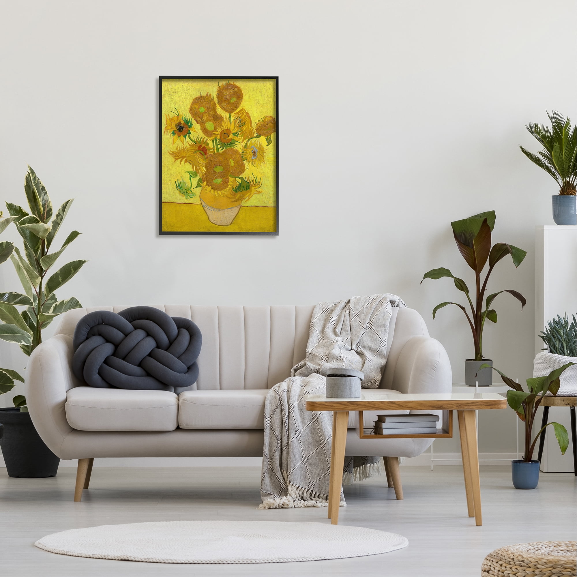 The Stupell Home Decor Collection Van Gogh Sunflowers Post Impressionist Painting Framed Giclee Texturized Art