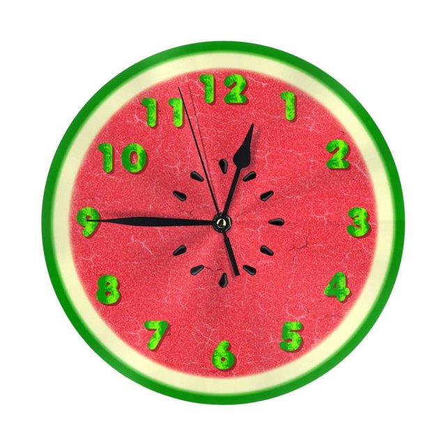 Reloj de pared con forma de rebanada de sandía, de 10 pulgadas, silencioso, estilo rústico retro, decorativo para sala de estar, cocina, hogar, baño y dormitorio