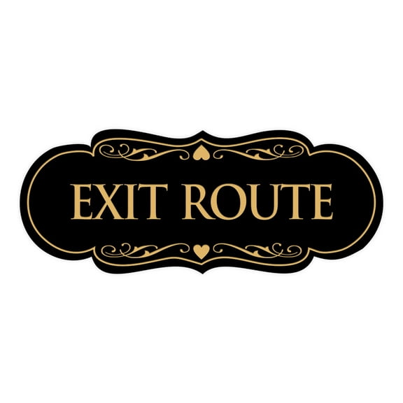Signs ByLITA Designer Exit Route Sign (Black Gold) - Medium