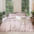 thumbnail image 6 of MooMee 100% Washed Cotton Duvet Cover Set Oversized King Linen Like Textured Breathable Lightweight 3-Piece (Greyish Pink, 120"x98"), 6 of 7