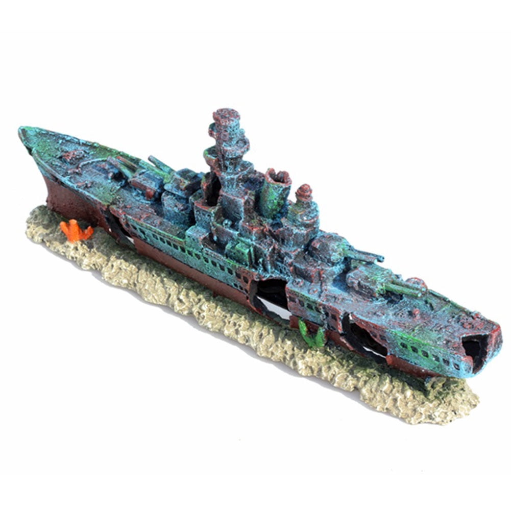 golytefs Aquarium Resin Sunken Pirate Ship Multifunction Creative Warship Wreckage Reusable Shipwreck Decorations for Fish Tank Cave Decor Accessories