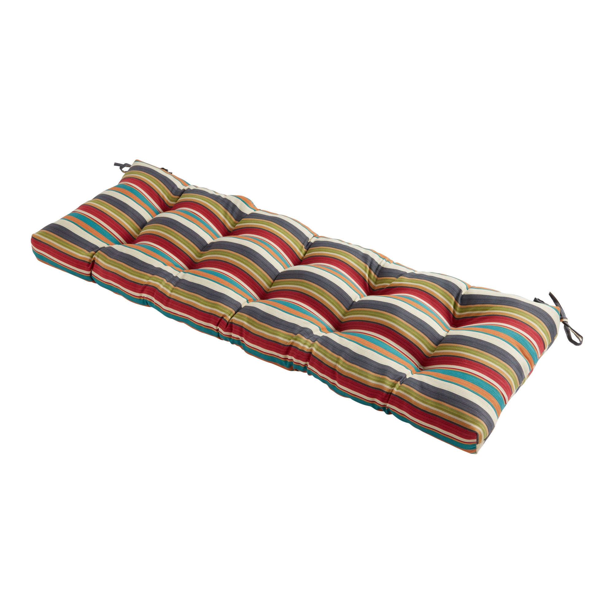 Greendale Home Fashions Outdoor Tufted Bench Cushion, Sunset Stripe