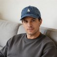 thumbnail image 2 of Byfri Dark Blue Halloween Ghost Embroidered Baseball Hat 56-62cm Adjustable Washed Cotton Dad Cap, 2 of 7