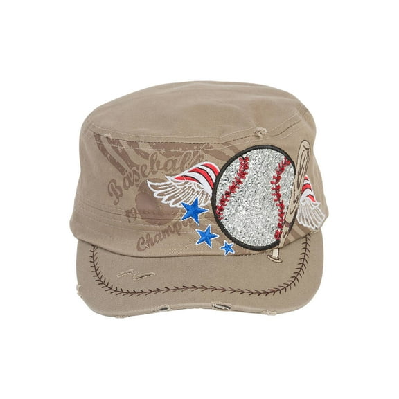 Top Headwear Winged Baseball Distressed Cadet Cap - Khaki