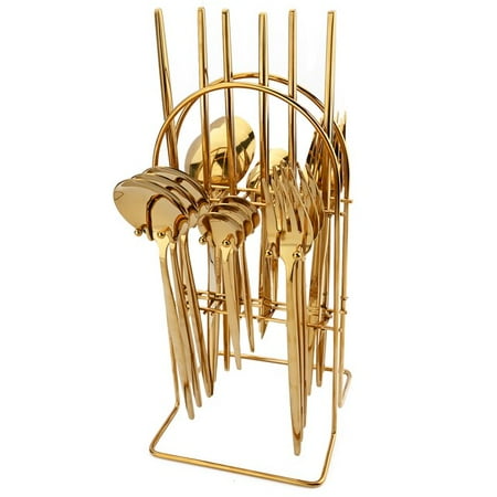 

UMMH Gold Dinnerware Set Kitchen Home Knife Fork Coffee Spoon Flatware Stainless Steel Tableware With High-End Cutlery Rack Set