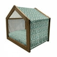 thumbnail image 2 of Floral Pet House, Crooked Twiggy Branches of Flourishing White Magnolia Flowers and Bud, Outdoor & Indoor Portable Dog Kennel with Pillow and Cover, 5 Sizes, Dark Brown Ivory, by Ambesonne, 2 of 5