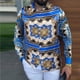 thumbnail image 3 of Camisa de fiesta de oficina con diseño de botonadura sencilla, talla L, blusa estampada de manga larga con cuello, 3 of 5