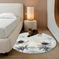 thumbnail image 3 of Teal Spring Floral Round Rug 3ft Washable Circle Entryway Rugs Non Slip Vintage Botanical Summer Flowers Area Rug Indoor Floor Carpet for Bedroom Kitchen Living Room Home Office Dining Room Nursery, 3 of 7