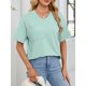 thumbnail image 3 of Camiseta de Manga Corta de Bolsillo de Cuello en V de Color Sólido, con Detalle Del Doblado de la Hendidura para el Uso Diario Y de Ocio, 3 of 8