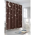thumbnail image 3 of Fsddascl Modern Brown Shower Curtain Set - Standard 72" x 72" Washable Bathtub Curtain with 12 Hooks, Japanese Style Moon Stars Minimalism Waterproof Fabric Stall Shower Curtains for Bathroom/Bathtub, 3 of 6