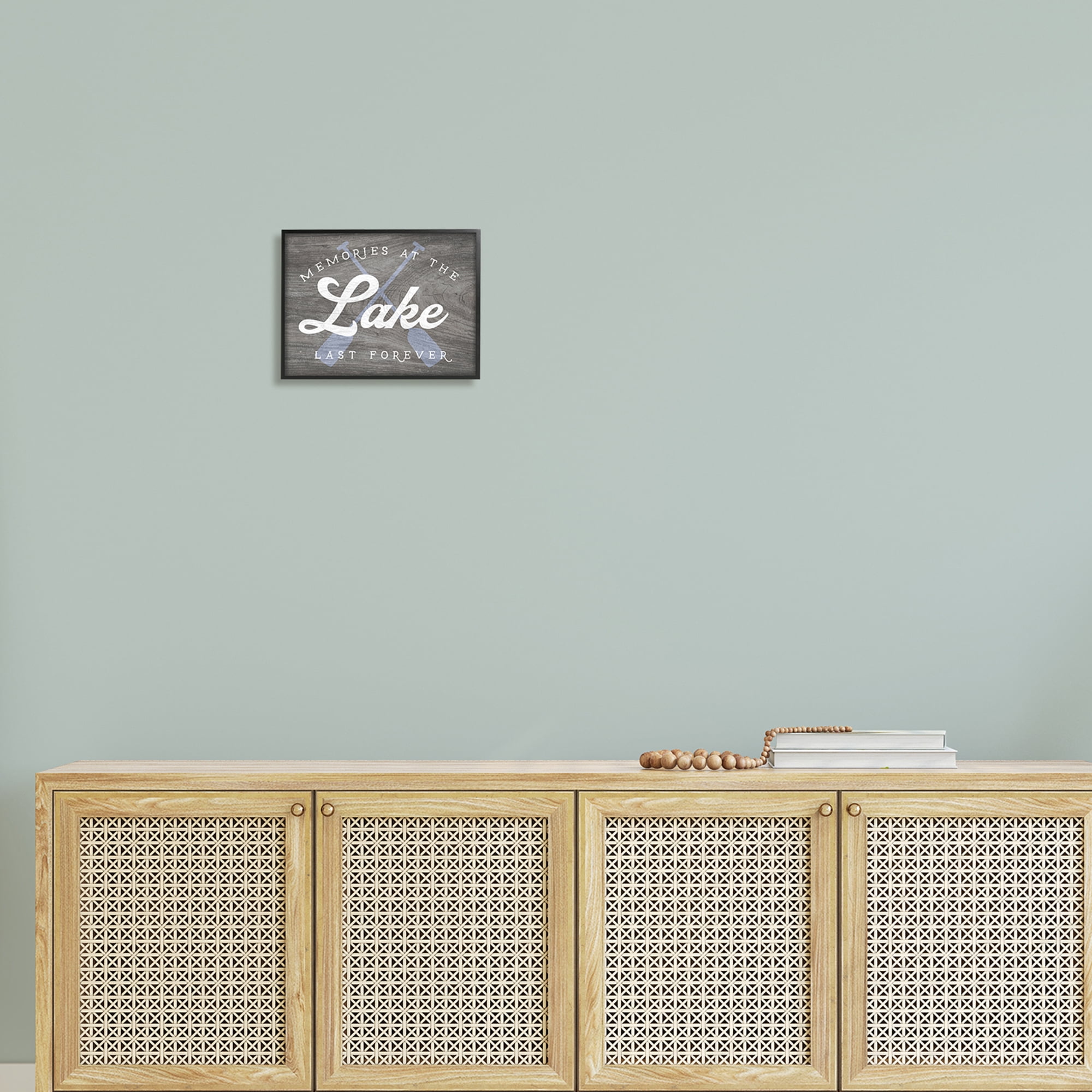 Stupell Industries Memories at Lake Phrase Rustic Boat Ores Motif Framed Wall Art, 14 x 11, Design by Lil' Rue
