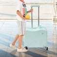 thumbnail image 2 of Aiqidi 18" Kids Ride-On Suitcase Portable Rolling Children's Travel Carry Trolley Luggage Case with Universal Wheels and Password Lock for Aged 3-6 Years (Mint Green), 2 of 14