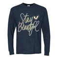 thumbnail image 2 of Stay Beautiful Positivity Quote Saying Pop Culture Mens Long Sleeve Shirt, Vintage Heather Navy, 3XL, 2 of 3