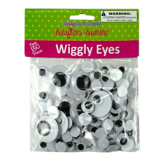 150 Pack Wiggly Eyes for Doll Makers, Scrapbooking and Personalized Cards, Assorted Sizes of Plastic Moving Eyes with Black Disks for Whimsical Crafting Projects, Adding Expression and Fun