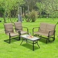 thumbnail image 1 of Costway Ensemble de Mobilier de Patio Extérieur 4 Pcs Chaises Rembourrées à Glissière Causeuse Table Basse, 1 of 8