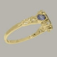 thumbnail image 4 of LBG British Made 9k Yellow Gold Genuine Natural Tanzanite & Cubic Zirconia Womens Statement Ring - 33 size options - Size 5.5, 4 of 5