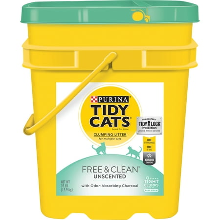 Purina Tidy Cats Clumping Cat Litter, Free & Clean Unscented Multi Cat Litter, 35 lb. Pail