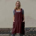 thumbnail image 6 of HEVIRGO Women Cotton Linen Apron Sleeveless Home Cooking Cleaning Cover Florist Dress, 6 of 10