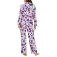 thumbnail image 3 of SCRAWLGOD Butterfly Flower Pajamas for Women Long Sleeve Tops and Pants Set of 2 Size L V Neck Womens Pajama Long Sleeve Comfy Front Open Pjs for Women, 3 of 7