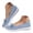 Blue, variant on Slip on Falt Shoes for Women Memory Foam Mesh Casual Shoe Summer Breathable Walking Loafers for Daily Wear Size 6.5 White