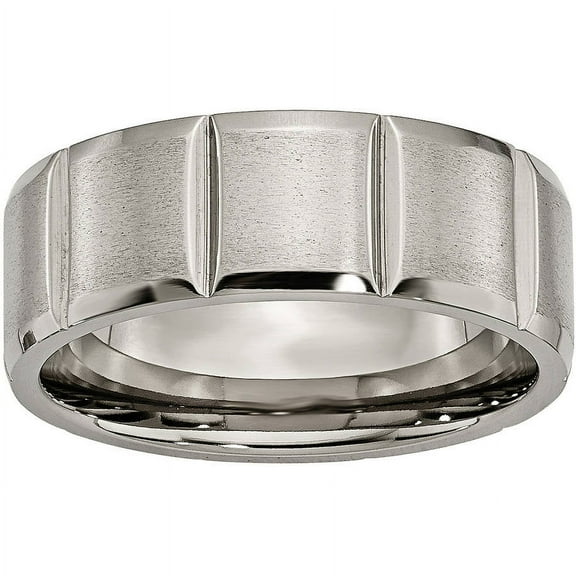 Titanium 8mm Grooved Satin & Polished Band