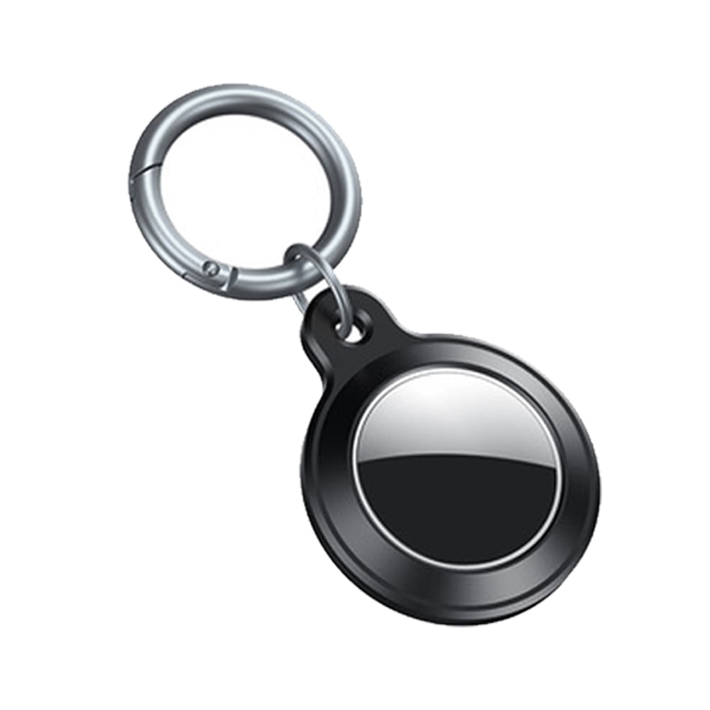 Housse En Cuir Véritable Pour AirTag - Avec Anneau Porte-clés - Protection Anti-rayures - Noir - Design Classique