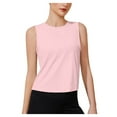 thumbnail image 2 of VKOYWKM Crop Tops for Women Workout Athletic Tank Tops Flowy Cropped Tank Tops Crew Neck Sleeveless Muscle Shirts Solid Color Seamless Tank Tops, 2 of 7
