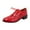 Red, variant on Women's Shoes Color Blocked Lace Up Thick Heel Deep Mouth Single Shoe Thick Low Heel Retro Coarse Saddle Shoes
