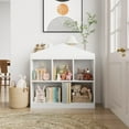 thumbnail image 1 of QinaQin Organizador de juguetes y libros infantil con 5 cubos, librero blanco estilo casita de juegos, ideal para cuarto de niños, guardería, nursery o playroom, 1 of 9