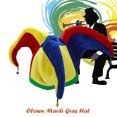 thumbnail image 4 of Costume Drôle Multicolore Jester Clown Mardi Gras Chapeau, 4 of 8