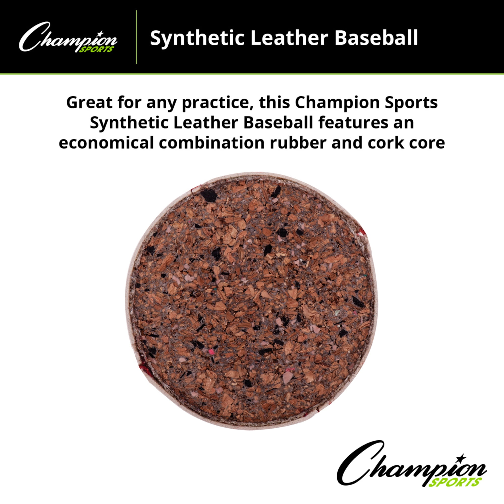 Champion Sports Syntex Leather Baseball Set: Dozen Indoor/Outdoor Syntex Leather Official League Baseballs for Practice Training or Real Game - Pack of 12