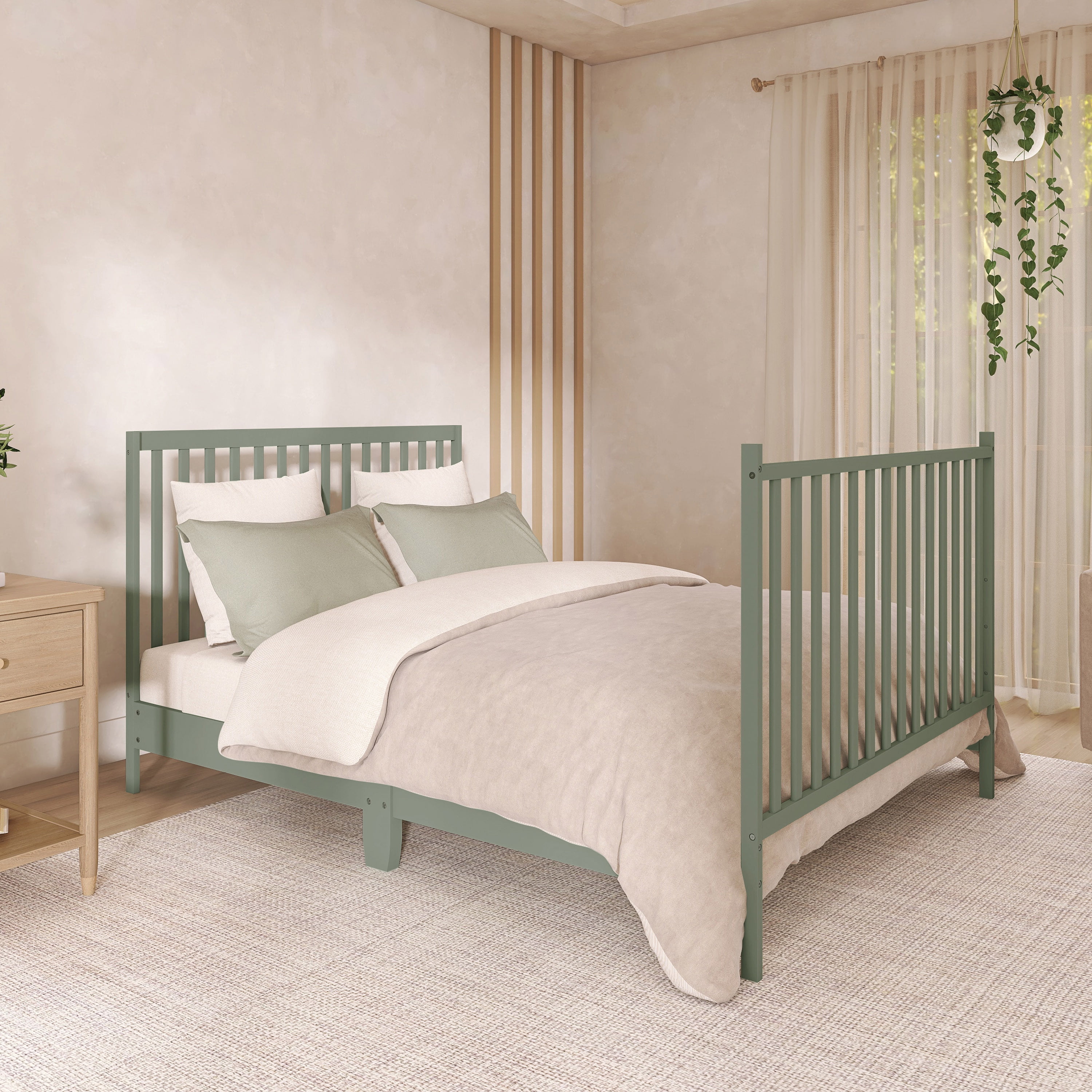 Dream On Me Synergy 5 in 1 Convertible Crib in Meadow Green, Greenguard Gold Certified
