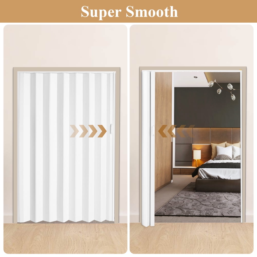 Accordion Doors Interior, Fabric Folding Door Curtain for Closet & Room Divider, Fold Interior Room Divider with Easy Installation for Bedroom, Living Room, Office
