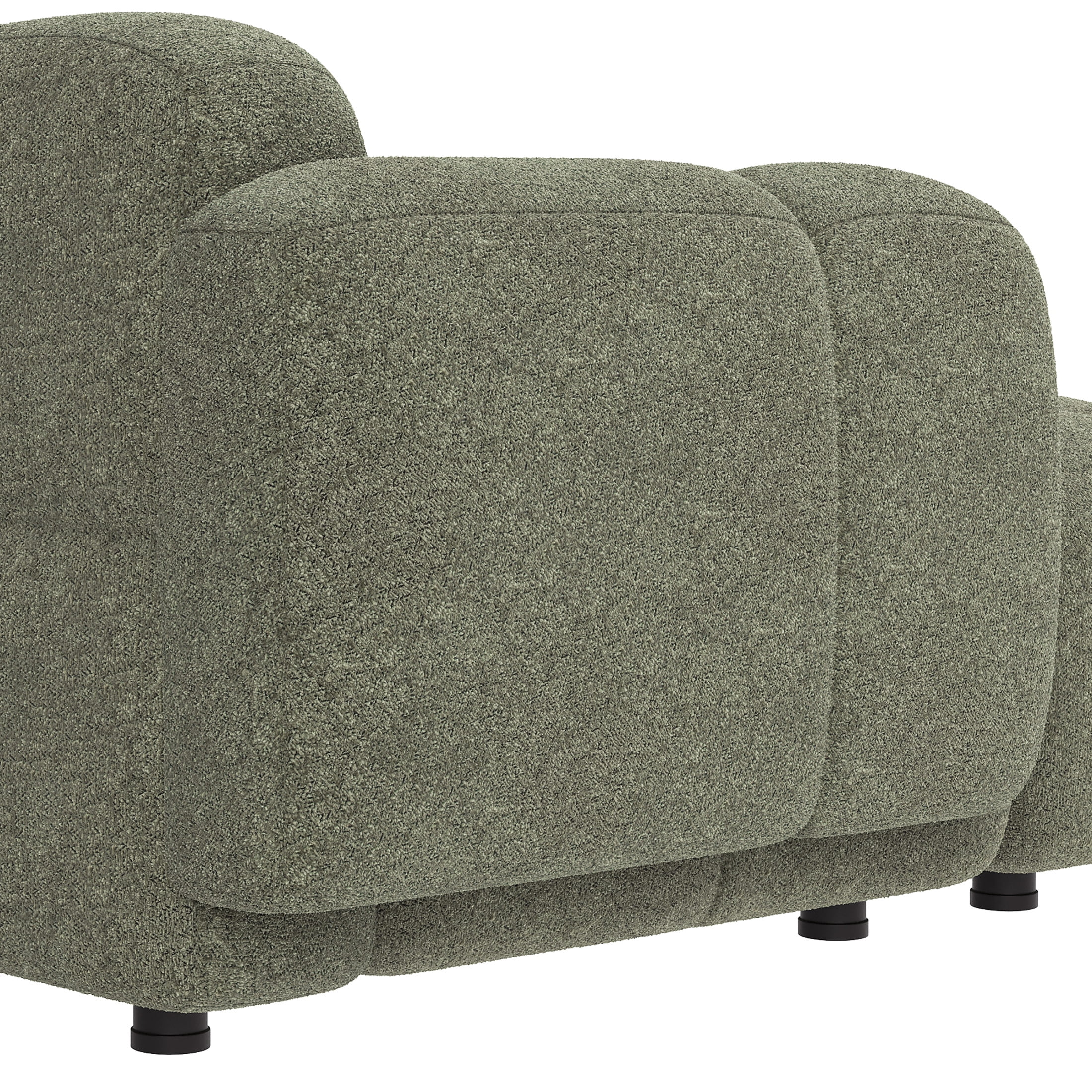 Christopher Knight Home 91" L-Shaped Sectional Sofa with Ottoman, Cushion Block Design, Olive Green