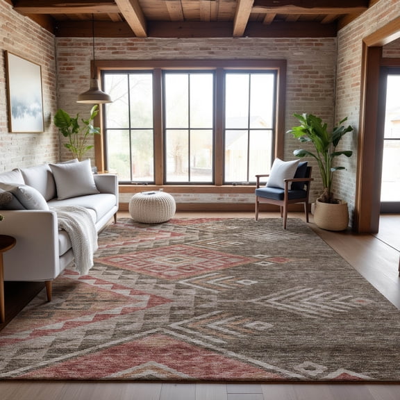 Addison Rugs Mayfield Premium Machine Washable Transitional Global Brown Rectangle Rug, 9' x 12'
