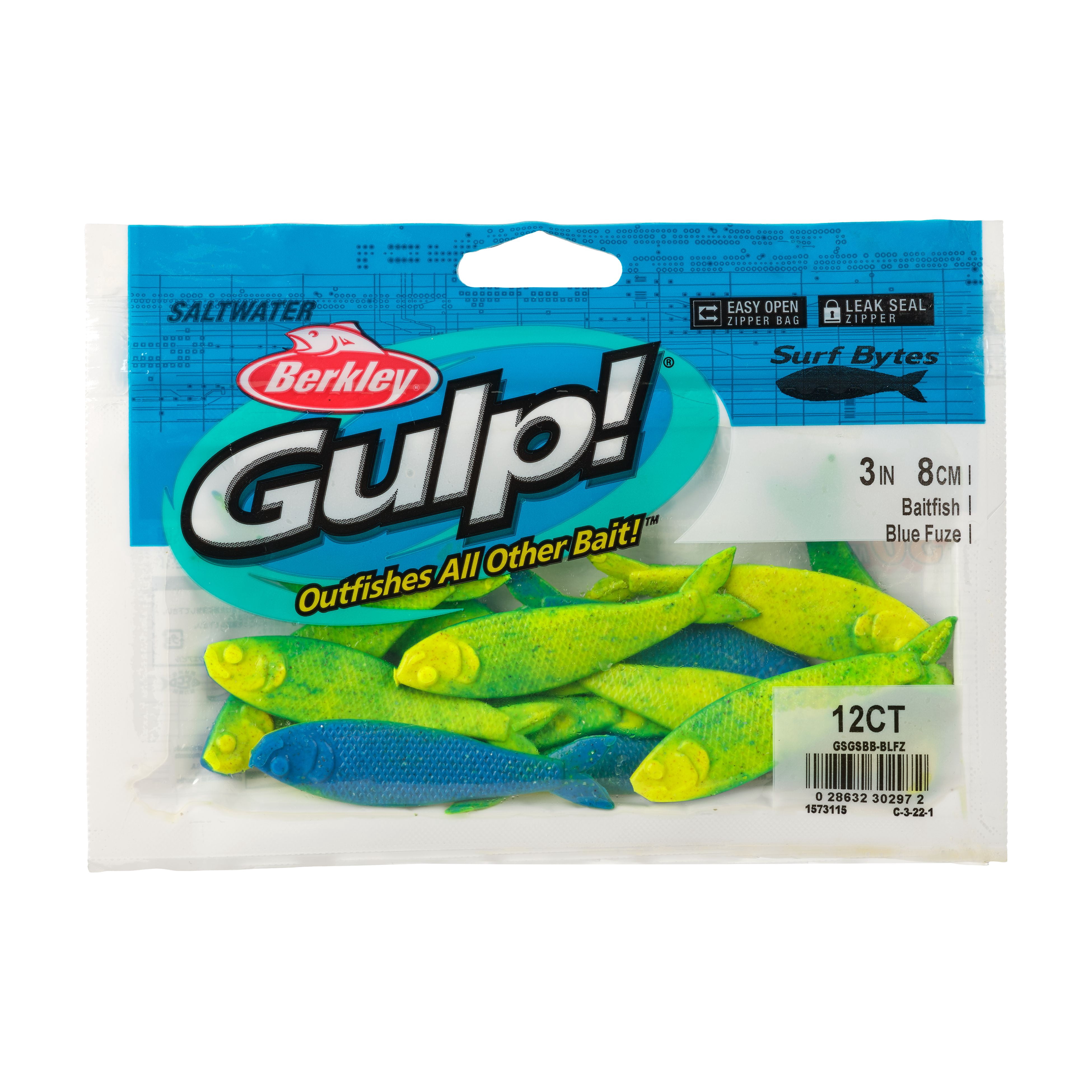 Berkley Gulp!® Surf Bytes Baitfish, 3 in, Blue Fuze