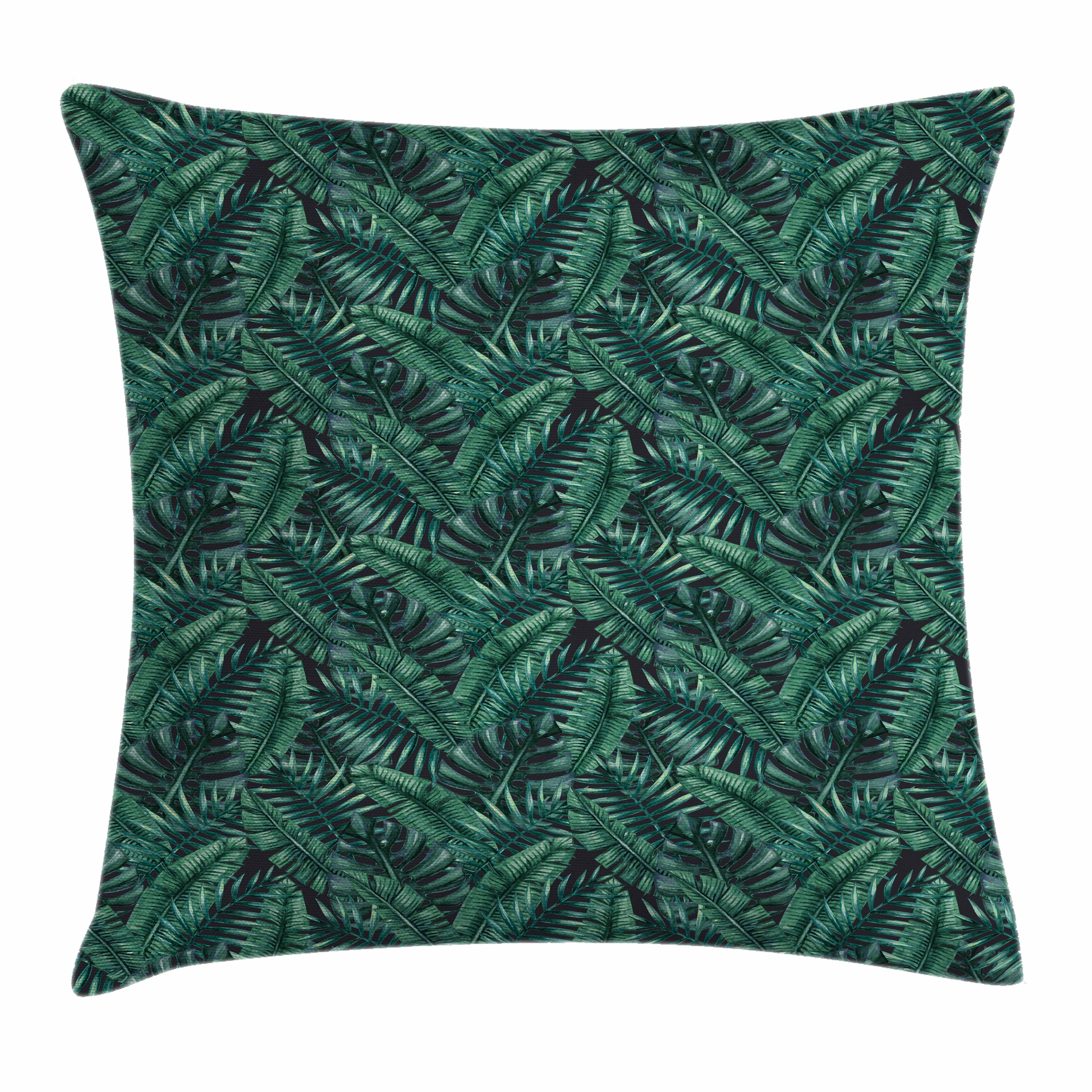 Palm Leaf Throw Pillow Cushion Cover, Watercolor Tropical Jungle Leaves