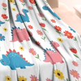 thumbnail image 3 of White Cartoon Dinosaurs Flowers Pattern Blanket,Comfortable Soft Flannel Throw Blanket,All Season,Warm Lightweight Blankets for Sofa Bed Couch Living Room Chair,30"x40", 3 of 4