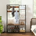 thumbnail image 4 of Costway 1 PC 5-In-1 Entryway Coat Rack Storage Shoe Bench Freestanding Wooden Hall Tree, 4 of 10