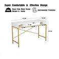 thumbnail image 5 of JJS 48' Writing Desk with Power Outlet, Home Office Contemporary Large Computer Desk Laptop Workstation with Drawer USB Ports Charging Station, White/Golden, 5 of 7
