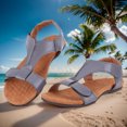 thumbnail image 3 of Sandalias Planas Zapatos de Playa de Verano Confort con Soporte para el Arco para Mujer (40) Gris, 3 of 9