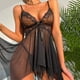 thumbnail image 2 of Gibobby Pijamas para mujer Pijama sexy de encaje para mujer Lencería sexy Traje de pijama con tirantes de malla(Negro,G), 2 of 5