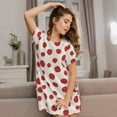 thumbnail image 3 of Wukai Abstract Red Polka Dot Print Women's Loose Short Sleeve Nightgown, Soft Sleep Dress for Comfortable Relaxation, Casual Lounge Wear, 3 of 6