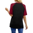 thumbnail image 2 of POIUYTR Women Summer Casual Shirts Loose Fit Crewneck Raglan Short Sleeve Blouses Vacation Trendy Soft Comfy Color Block Tops, 2 of 6