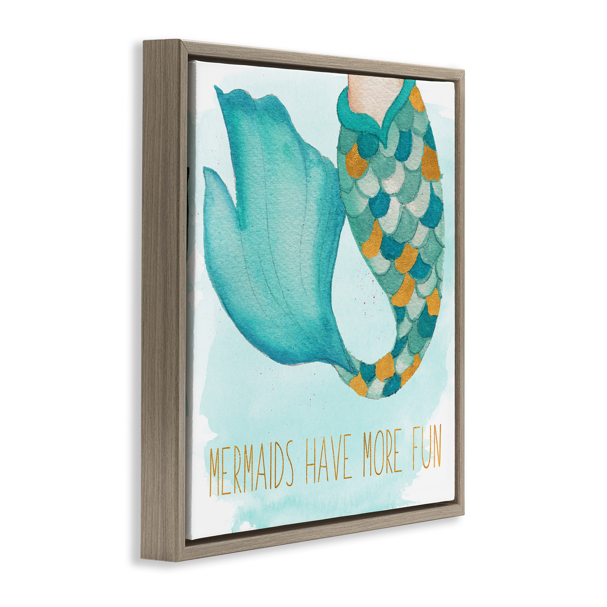 Stupell Industries Mermaids Have Fun Fantasy & Sci-Fi Painting Brown Floater Framed Canvas Art Print Wall Art, 25 x 25
