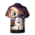 thumbnail image 2 of Spooky Halloween Night Witch Samoyed Glowing Pumpkins Hawaiian Shirt Breathable Summer Unisex Merch Siberian Sammy Dog Lover - 12015, 2 of 6