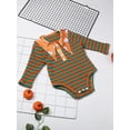 thumbnail image 3 of Franhais Baby Romper, Halloween Stripe Cartoon Patterns Lapel Long Sleeve Bodysuit for Girls Boys, 3 of 9