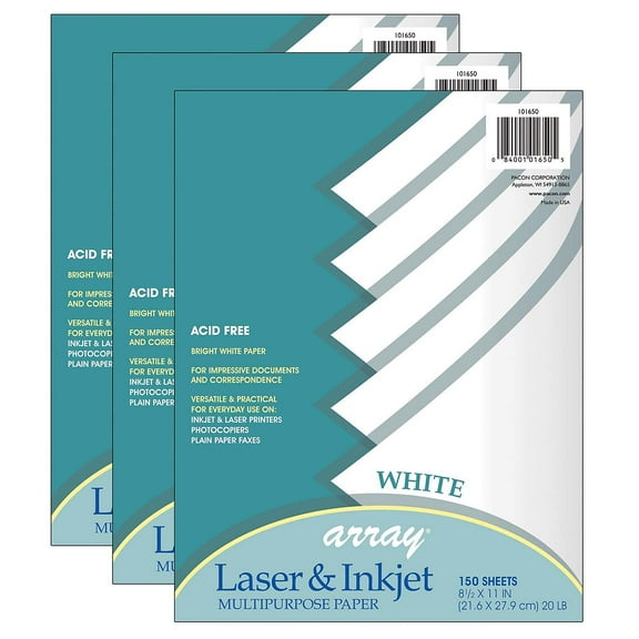Pacon Mutli-Purpose Paper, White, 8-1/2" x 11", 150 Sheets Per Pack, 3 Packs