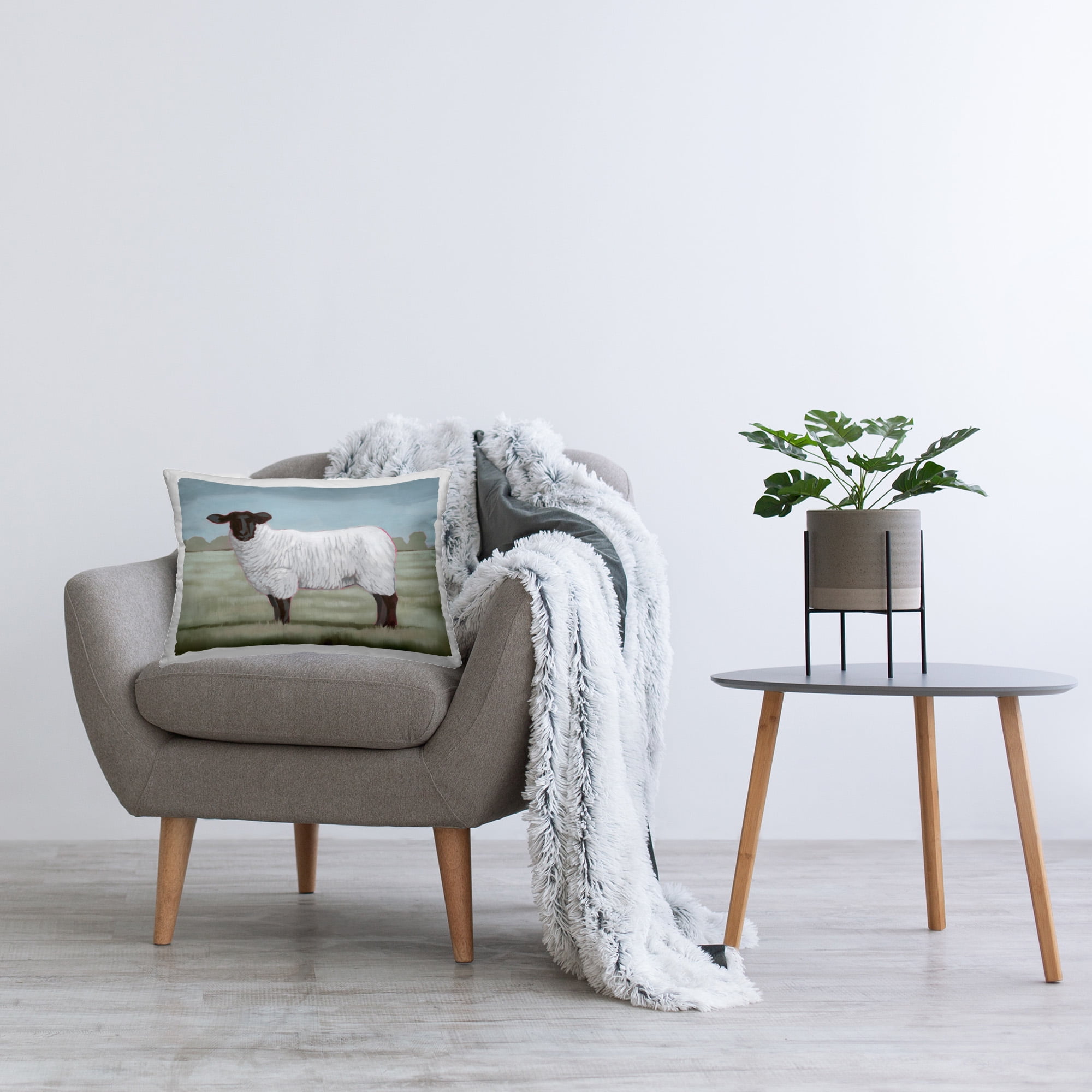 Stupell Industries Countryside Sheep in Grass Decorative Printed Throw Pillow Design by Grace Popp