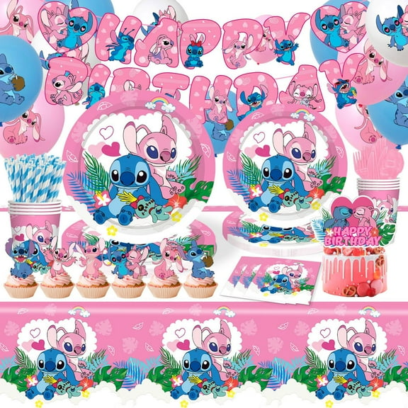 Stitch Birthday Decorations | Stitch Party Decorations | Cake Toppers | Balloons, Banner, Tablecover, Plates, Napkins